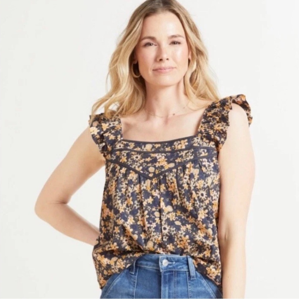 Roan+Ryan Floral Tank Top Dark Blue Size XS